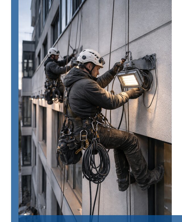 Монтаж фасадного освещения в Губкине установка и подключение