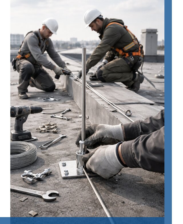 Монтаж молниезащиты на кровле в Губкине цена от 25395 р. | ВЫСОТНИК-Гбк