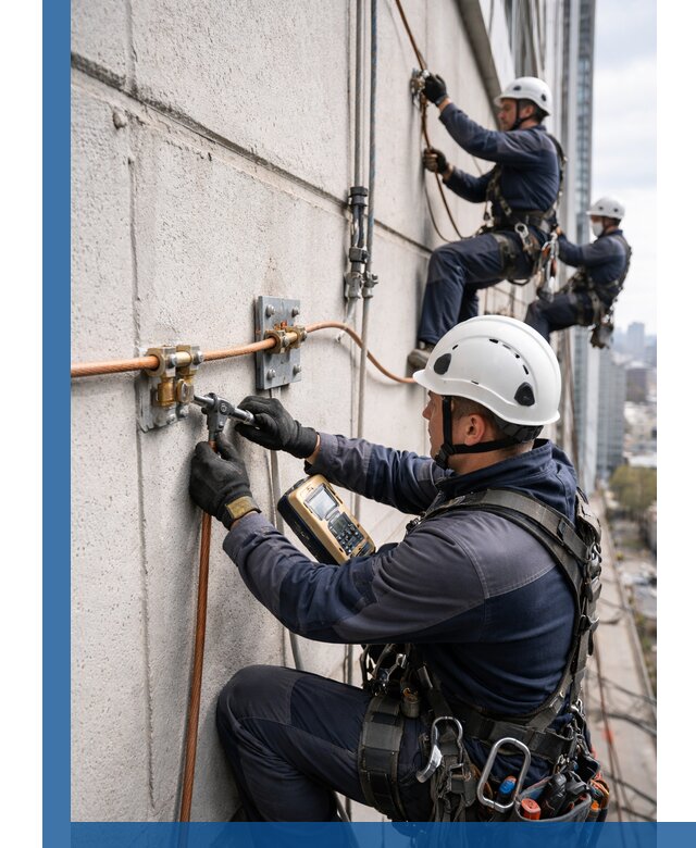 Монтаж системы заземления здания и молниезащиты в Губкине