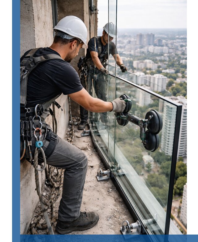 Монтаж стеклянных ограждений под ключ с гарантией в Губкине