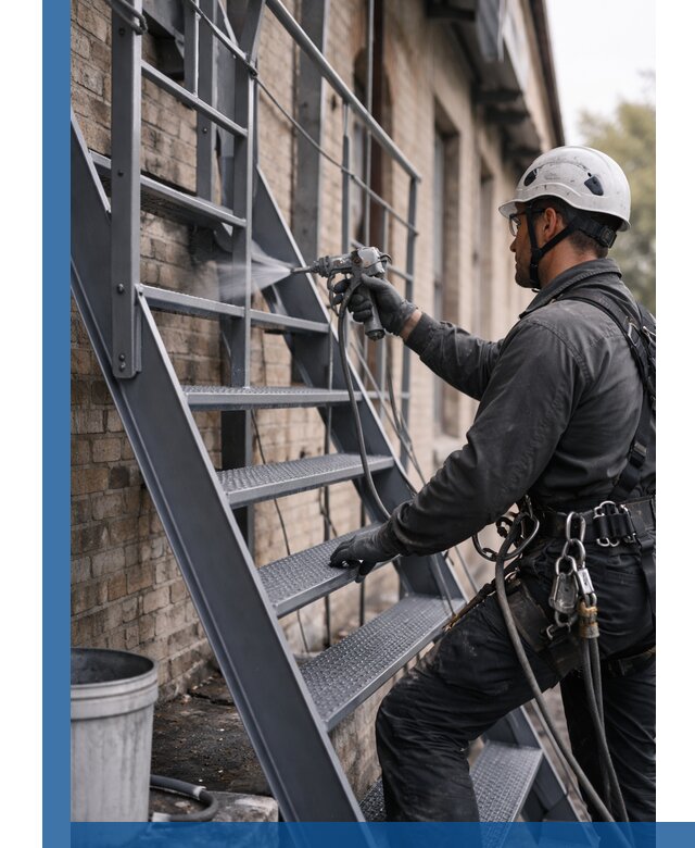 Покраска и антикоррозионная защита пожарных лестниц в Губкине