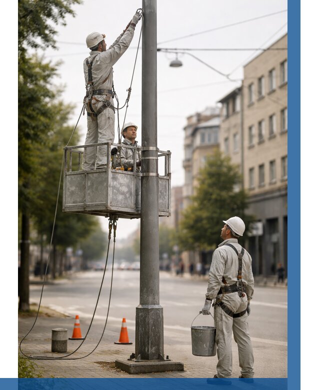 Покраска опор освещения в Губкине от 5079 р. | ВЫСОТНИК-Гбк
