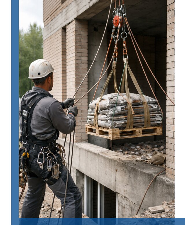 Подъем материалов на этаж веревками в Губкине оперативно