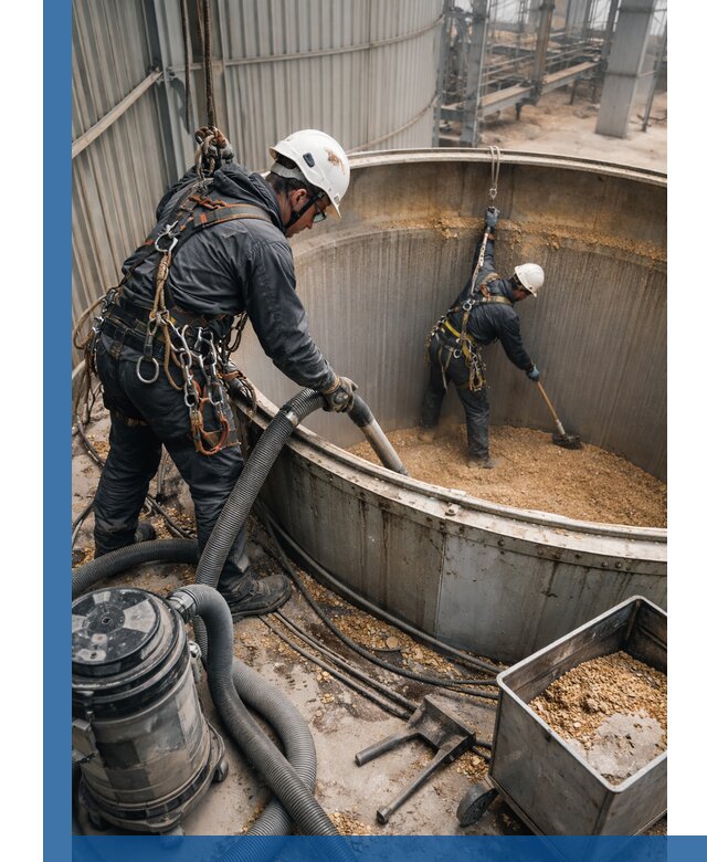 Профессиональная чистка зерновых бункеров в Губкине с выездом