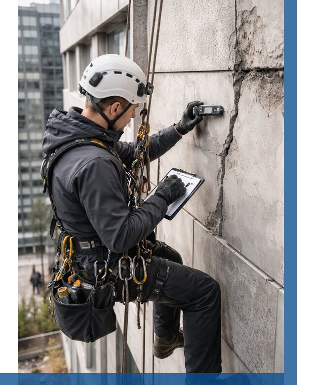 Обследование фасада альпинистами в Губкине от 122 р. | ВЫСОТНИК-Гбк