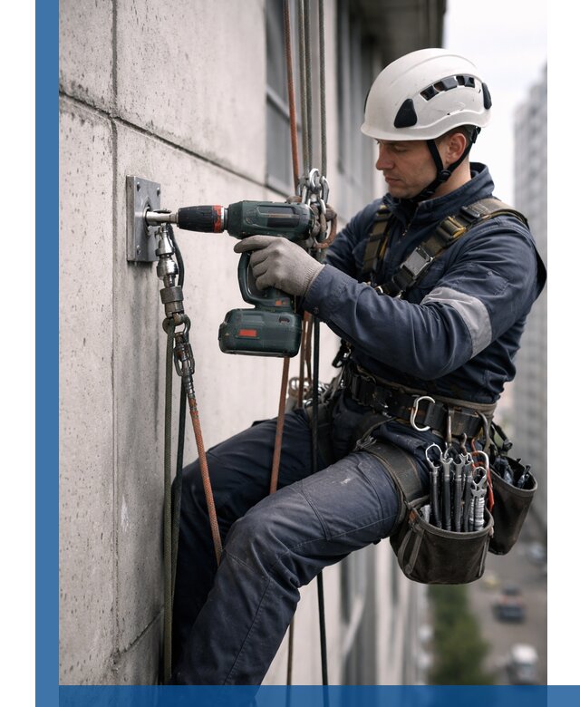 Установка анкерных точек для высотных работ в Губкине